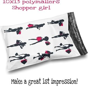 50 pack 10x13 "SHOPPER GIRL" poly mailers. Self sealing.